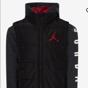 NEW BOYS L Air Jordan jacket 14/6 black coat vest